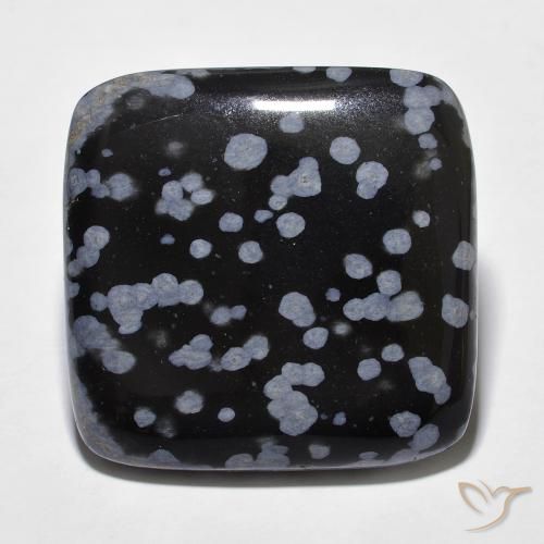 28.25ct 天然 灰白黑色 雪花黑曜石, 软垫, 不透明
