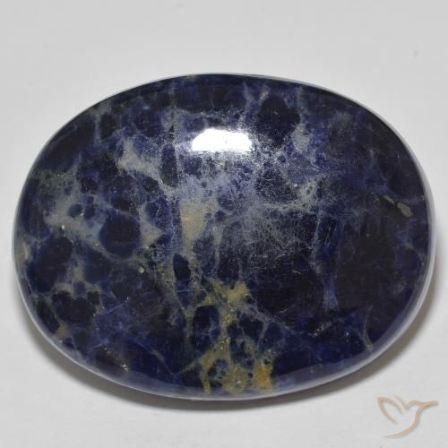 75.73ct 天然 暗蓝色 方钠石, 椭圆形, 不透明