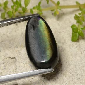 4.09克拉天然多色光谱拉长石，梨形，14.8×7.7毫米，不透明