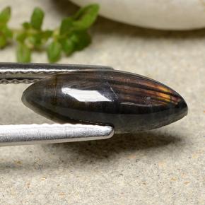 1.32克拉天然多色光谱拉长石，马眼形，12.7×4.8毫米，不透明