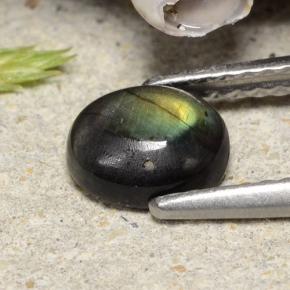 0.74克拉天然多色光谱拉长石，椭圆形切割，6.8×5.7毫米，不透明