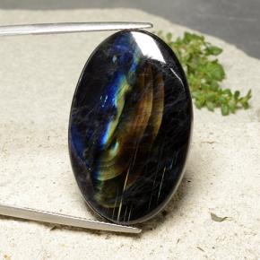 27.41克拉天然光谱石，椭圆形切割，不透明