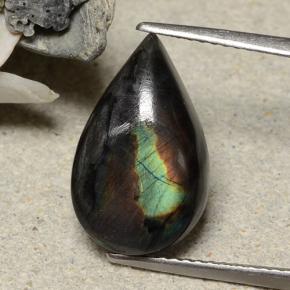 5.24克拉天然多色光谱拉长石，梨形，15.8×9.9毫米，不透明