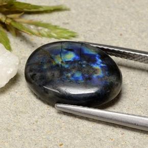 5.25克拉天然多色光谱拉长石，椭圆形切割，15.4×11.1毫米，不透明