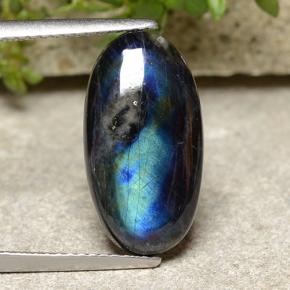 3.73克拉天然多色光谱拉长石，椭圆形切割，17.1×9.1毫米，不透明