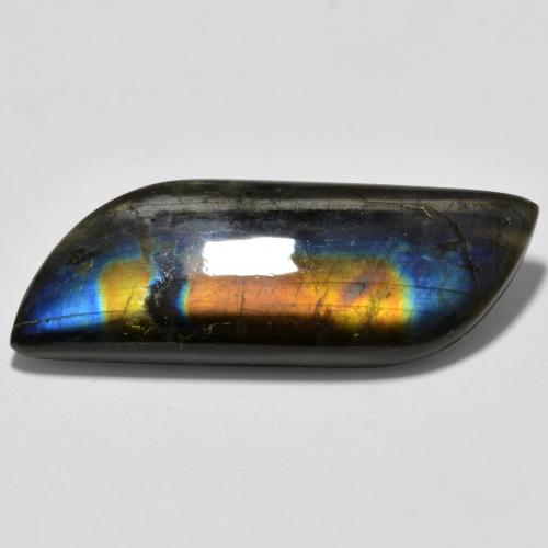 8.86克拉天然多色光谱拉长石，异形，27.1×10.3毫米，不透明