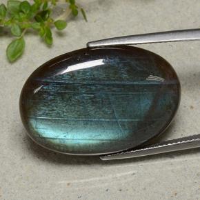 25.53克拉天然光谱石，椭圆形切割，不透明