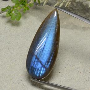 14.09克拉天然光谱石，梨形，半透明