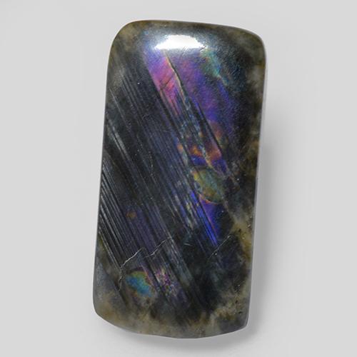 7.54克拉天然多色光谱拉长石，垫形剪裁，20.3×10.2毫米，不透明