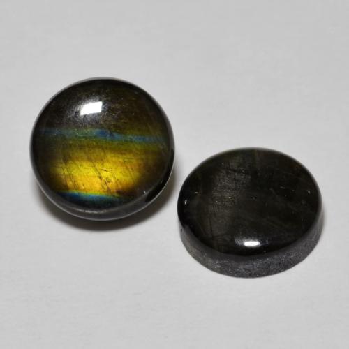 3.66天然多色光谱拉长石，圆形切割，8.21毫米，不透明