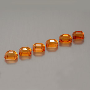 3.42天然橙色锰铝榴石，祖母绿式切割，4.3×3.6毫米，VVS-VS