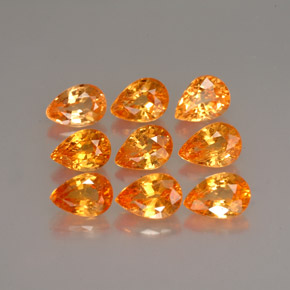 天然橙色锰铝榴石，梨形，5.8×4.2毫米，VS