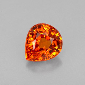 0.77克拉天然橙色锰铝榴石，梨形，5.8×5.1毫米，VVS