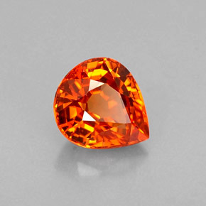 0.77克拉天然橙色锰铝榴石，梨形，5.8×5.1毫米，VVS