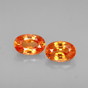天然橙色锰铝榴石，椭圆形切割，5.8×3.9毫米，VS