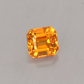 0.41克拉天然橙色锰铝榴石，祖母绿式切割，3.9×3.7毫米，VS