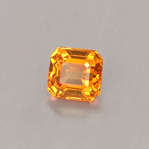 0.41克拉天然橙色锰铝榴石，祖母绿式切割，3.9×3.7毫米，VS