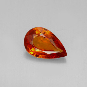 1.27克拉天然橙色锰铝榴石，梨形，8.5×5.6毫米，VVS-VS