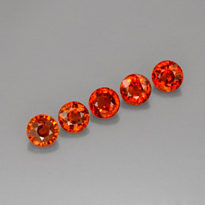 天然橙色锰铝榴石，圆形切割，5.16毫米，VVS-VS