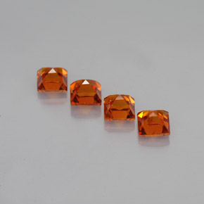 天然橙色锰铝榴石，方形，3.3×3.3毫米，VVS-VS