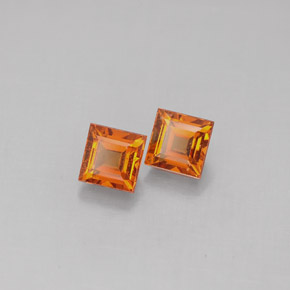 天然橙色锰铝榴石，方形，4.1×4.1毫米，VS