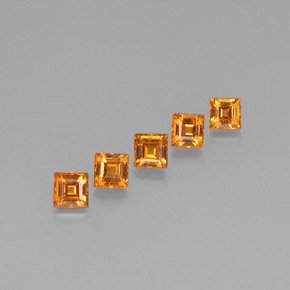 天然橙色锰铝榴石，方形，3.3×3.3毫米，VS