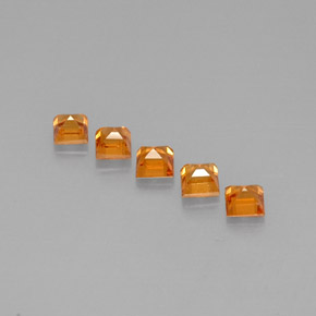 天然橙色锰铝榴石，方形，3.3×3.3毫米，VS