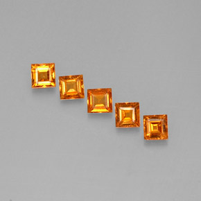 天然橙色锰铝榴石，方形，3.3×3.3毫米，VS