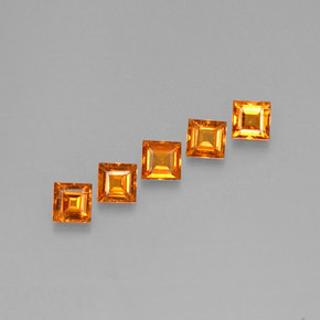 天然橙色锰铝榴石，方形，3.3×3.3毫米，VS