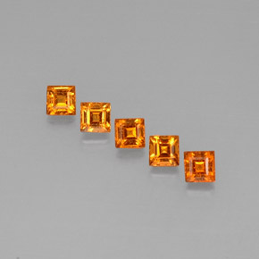 天然橙色锰铝榴石，方形，3.3×3.2毫米，VS