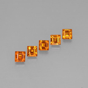 天然橙色锰铝榴石，方形，3.3×3.2毫米，VS