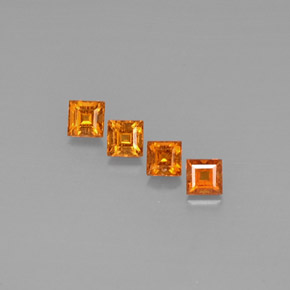 天然橙色锰铝榴石，方形，3.3×3.3毫米，VS