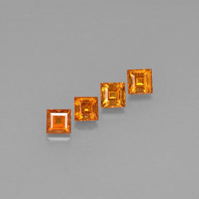 天然橙色锰铝榴石，方形，3.3×3.3毫米，VS