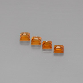 天然橙色锰铝榴石，方形，3.3×3.3毫米，VS
