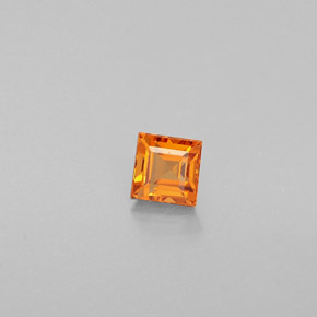 0.33克拉天然橙色锰铝榴石，方形，3.5×3.5毫米，VS