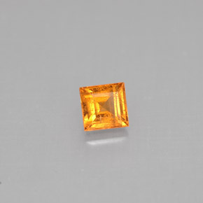 0.39克拉天然橙色锰铝榴石，方形，3.8×3.7毫米，VS