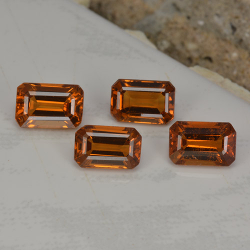 2.73天然橙色锰铝榴石，祖母绿式切割，5.9×4毫米，VVS-VS