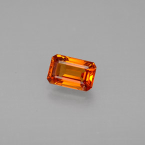 0.71克拉天然橙色锰铝榴石，祖母绿式切割，6.1×4毫米，VVS-VS