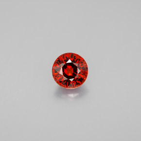 0.89克拉天然橙色锰铝榴石，圆形切割，5.34毫米，VVS-VS