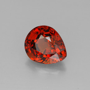 2.90克拉天然橙色锰铝榴石，梨形，8.9×7.7毫米，VVS