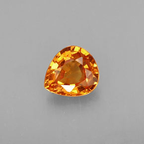 0.74克拉天然橙色锰铝榴石，梨形，5.9×5.4毫米，VS