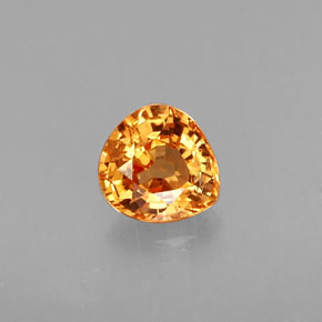 0.95克拉天然橙色锰铝榴石，梨形，5.8×5.6毫米，VS