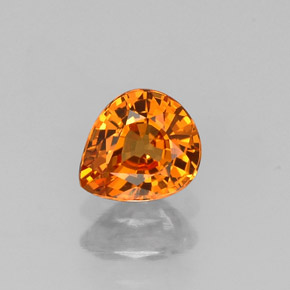 0.72克拉天然橙色锰铝榴石，梨形，5.7×4.9毫米，VVS