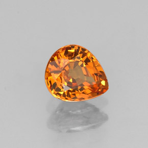 0.72克拉天然橙色锰铝榴石，梨形，5.7×4.9毫米，VVS