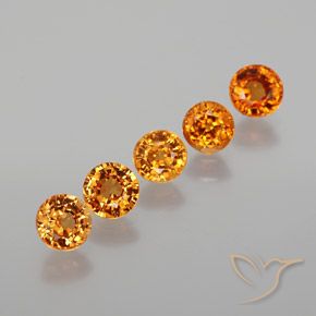 2.26天然橙色锰铝榴石，圆形切割，4.31毫米，VS