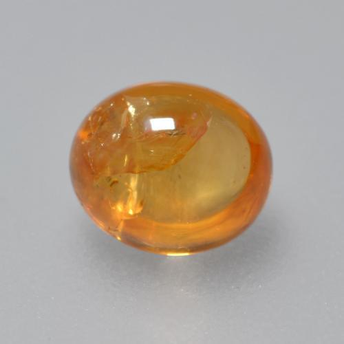 0.91克拉天然橙色锰铝榴石，椭圆形切割，5.9×5.1毫米，透明
