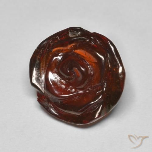 10.05克拉天然橙色锰铝榴石，花形切工，13.4×12.8毫米，半透明