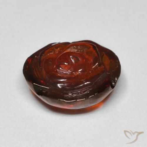 10.05克拉天然橙色锰铝榴石，花形切工，13.4×12.8毫米，半透明