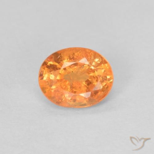 0.35ct 天然 亮橙色 锰铝榴石纱, 椭圆形, VS-SI