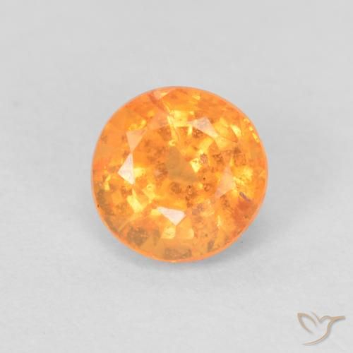 0.60ct 天然 浓橙色 锰铝榴石纱, 圆形的, VS